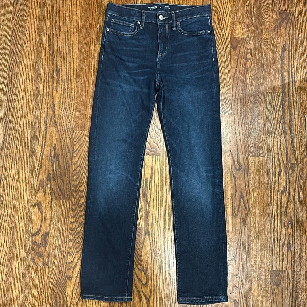 OLD NAVY Girl’s High Waisted 360 degree Stretch Slim Skinny Dark Blue EUC Sz 14